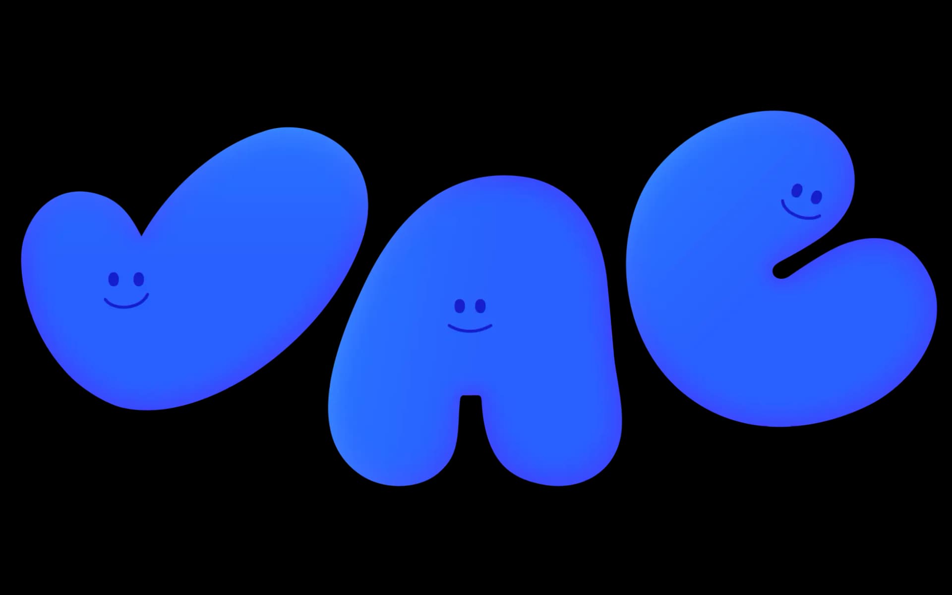 웃는 얼굴 캐릭터들로 구성된 파란색 VAC 글자 이미지, 다양성과 포용의 감성을 표현